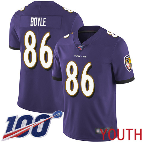 Baltimore Ravens Limited Purple Youth Nick Boyle Home Jersey NFL Football 86 100th Season Vapor Untouchable